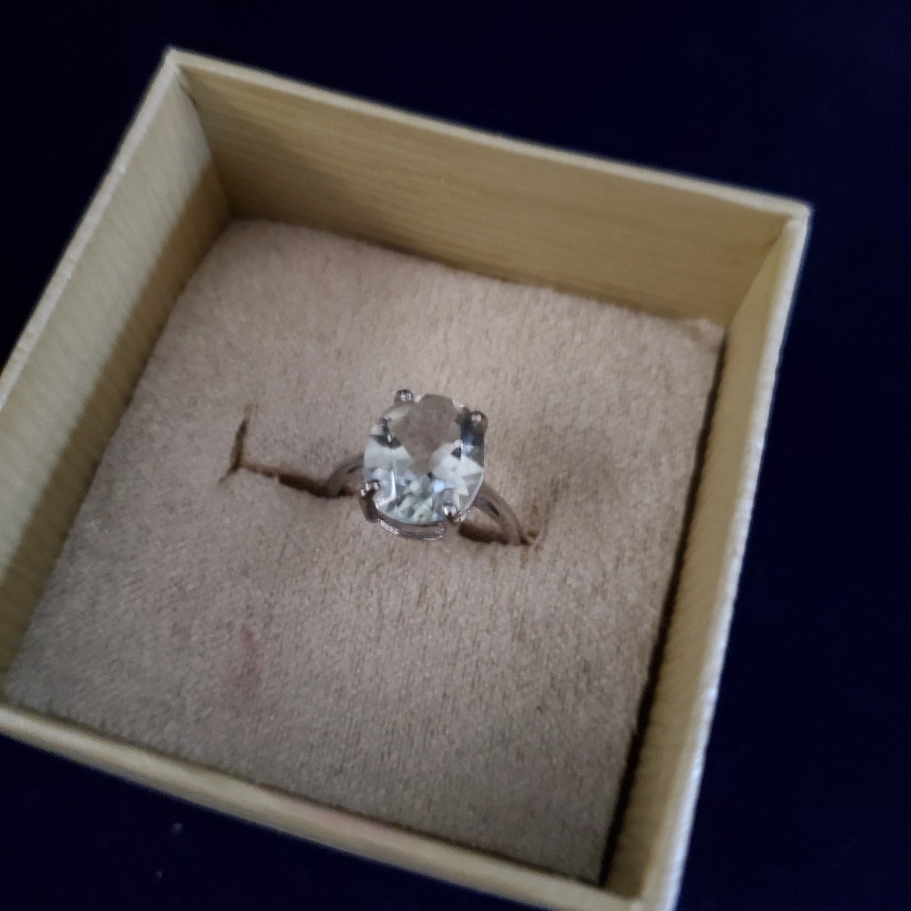 STERLING SILVER GREEN Amethyst RING - Picture 2 of 3